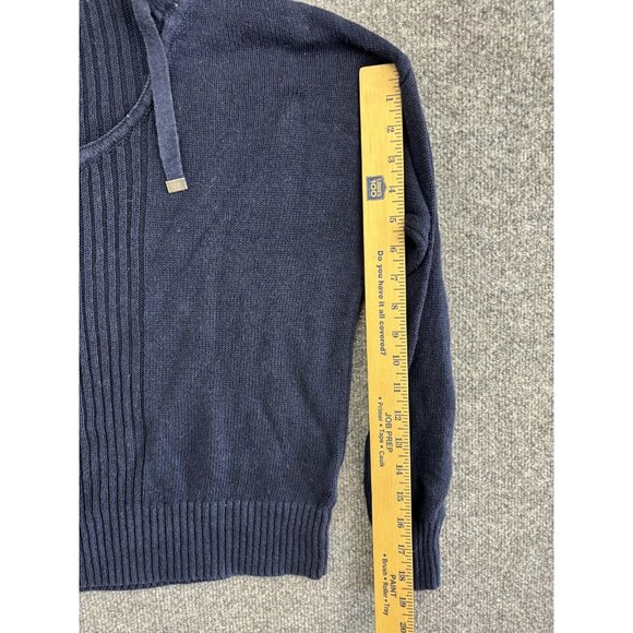 Sigrid Olsen Sweater Womens Small Navy Blue Hooded Linen Cotton Pullover Knit - Picture 4 of 7